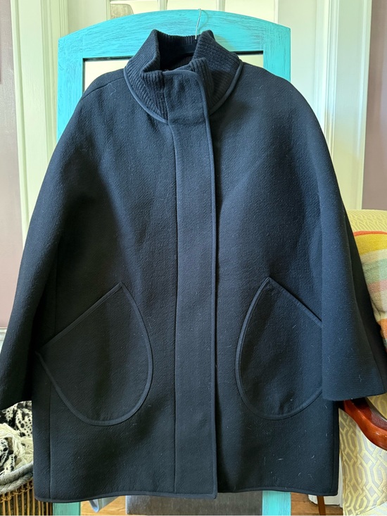 J. Crew Jackets & Blazers - J CrewWomen's Black Stand-Collar Wool Cocoon Coat .Italian Stadium Cloth
